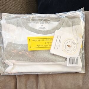 Burt's Bees PJ/Sleep Sack Bundle Baby Long Sleeve Rugby Striped Gray/White NWT